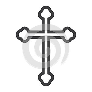 Religion cross line icon, easter and holiday