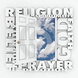 Religion Faith Belief Door Opening to Follow God or Spirituality photo