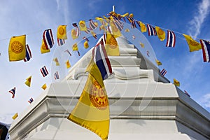 Religion flags with pagoda