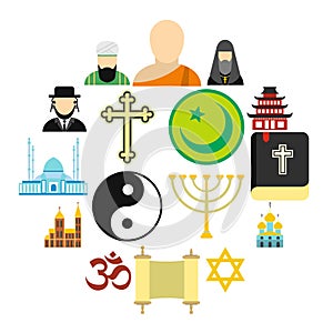 Religion flat icons set