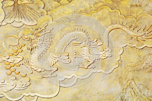 Religion golden relief of dragon