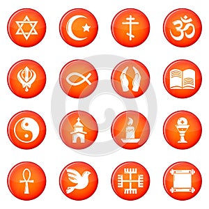 Religion icons set red vector