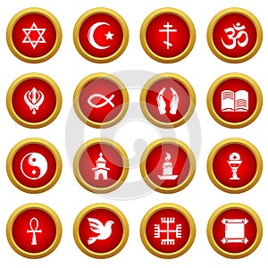 Religion icons set, simple style