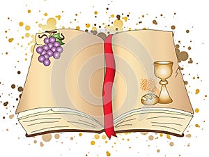 Religion illustration white grape and chalice