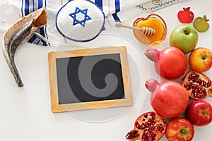 Religion image of Rosh hashanah jewish New Year holiday concept. Traditional symbols