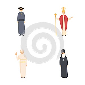 Religion leader icons set cartoon vector. Various religious church leader