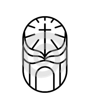 Religion line cross and open book Bible in church. Vector logo icon illustration isolated. Jesus Christ on Calvary is