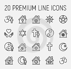 Religion related vector icon set