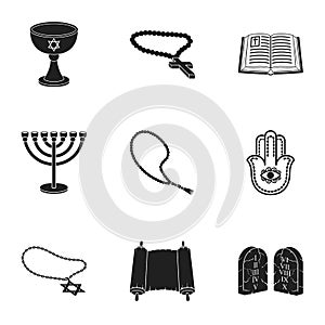 Religion set icons in black style. Big collection of religion vector symbol stock illustration