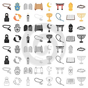 Religion set icons in cartoon style. Big collection of religion vector symbol stock illustration