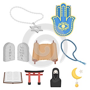 Religion set icons in cartoon style. Big collection of religion vector symbol stock illustration