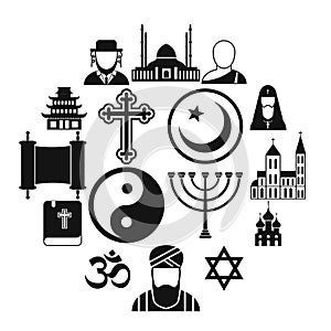 Religion simple icons set