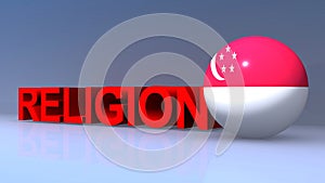 Religion with Singapore flag on blue