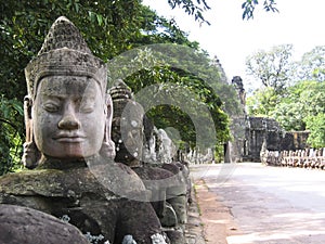 Sculpture Angkor Wat Cambodia. Khmer Tempio di Ta Prohm photo