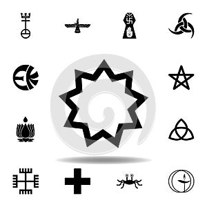 religion symbol, Baha icon. Element of religion symbol illustration. Signs and symbols icon can be used for web, logo, mobile app photo