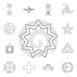 religion symbol, baha outline icon. element of religion symbol illustration. signs and symbols icon can be used for web, logo, photo