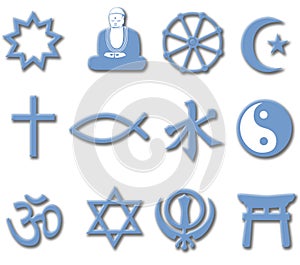 Religion Symbol Set 3D major world religions