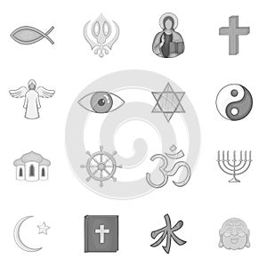 Religion symbols icons set