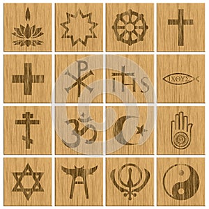 Religion Symbols Religious Wooden Buttons