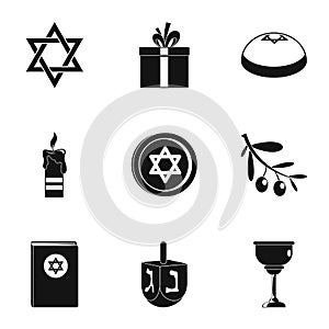 Religionist treatment icons set, simple style