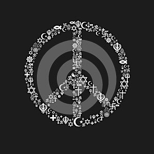 Religions Peace Symbol - White