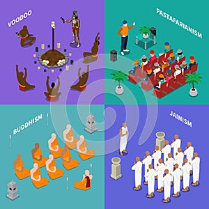 Religions People Isometric Concept