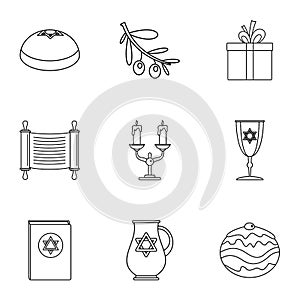 Religiosity icons set, outline style