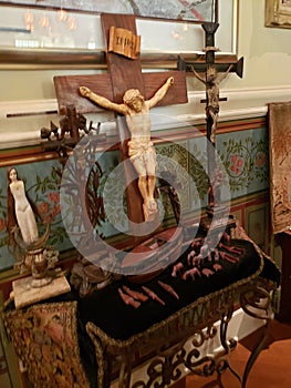 Religious altar cross and artifacts