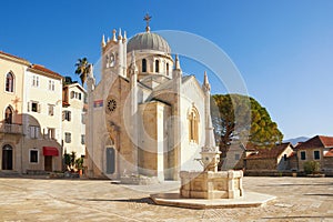 Religious architecture. Orthodox Church of Archangel Michael in Old Town of Herceg Novi. Montenegro photo
