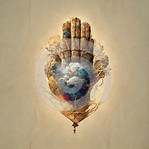 Religious Artefact Concept Hand of God Object 1500s Italian Renaissance Higher Being art Generative AI photo