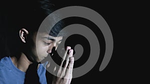 Religious Asian Man Praying Meme Isolated