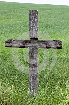 religious catholic cross made of wood in nature