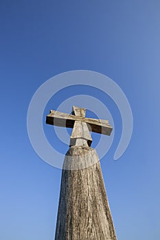 religious catholic cross made of wood in nature