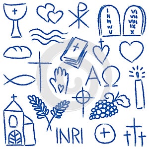 Religious chalky symbols