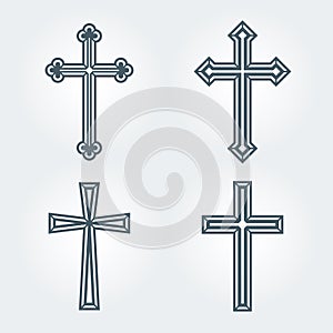 Religious Christian crosses crucifix set design. Vector illustration