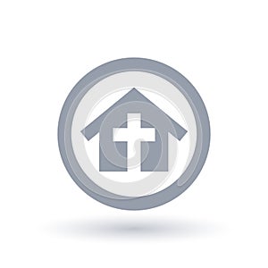 Religious church building icon. Christian home fellowship symbol