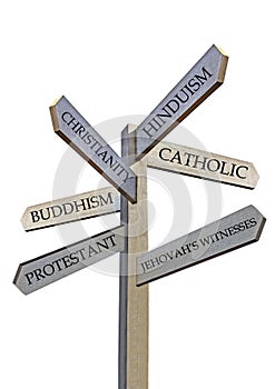 Religious confusion direction sign