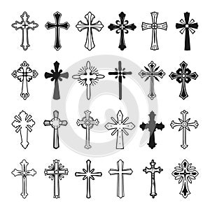 Religious cross design collection Silhouette, Crosses illustration on a religious theme