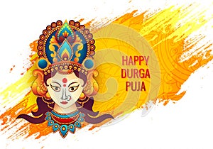 Religious decorative durga puja face holiday card festival background