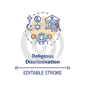 Religious discrimination concept icon