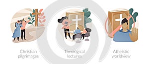 Religious doctrine abstract concept vector illustrations. photo