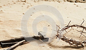 Religious Easter background with crown of thorns