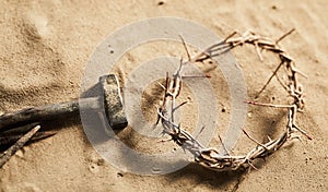 Religious Easter background with crown of thorns photo