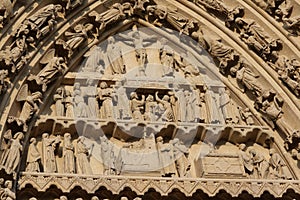 Religious fresco on Cathedral of Amiens
