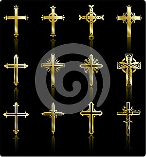 Religious golden cross design collection