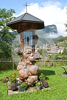 Religious icon on a rural street near Zorzoi, Italy