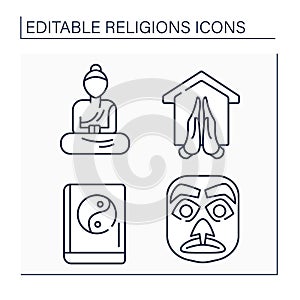 Religious line icons set