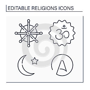 Religious line icons set
