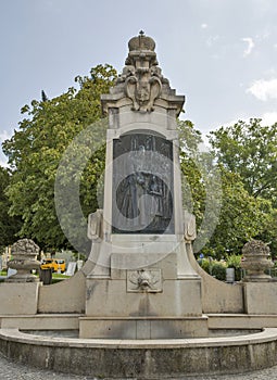 Religious monument near St. Michael Basilica at Mondsee, Austria.