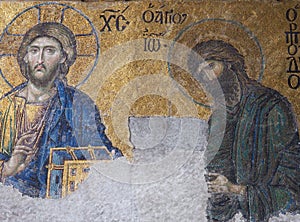 Religious mosaic in the Aya Sofya (Hagia Sofia) photo